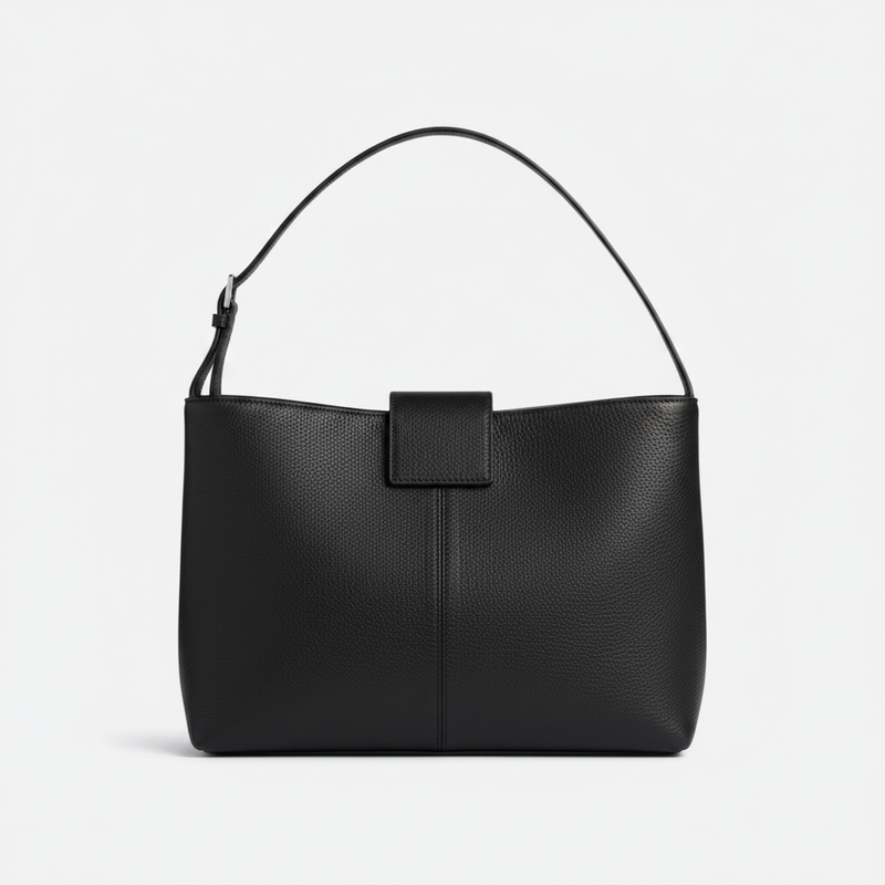 Borsa a tracolla media in pelle - Nera