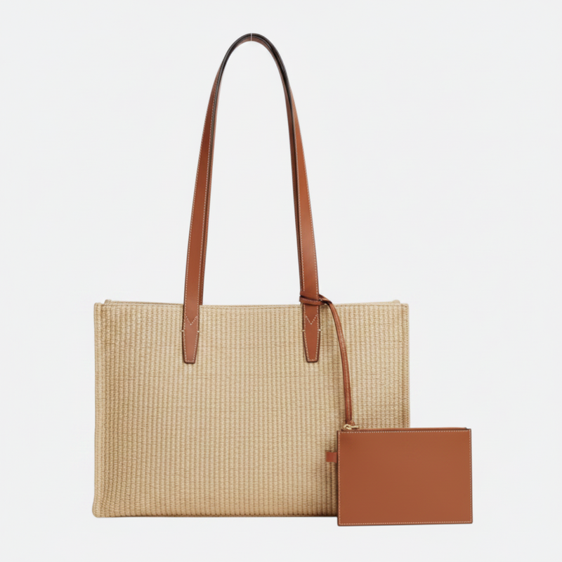 Borsa a cesto in rafia intrecciata