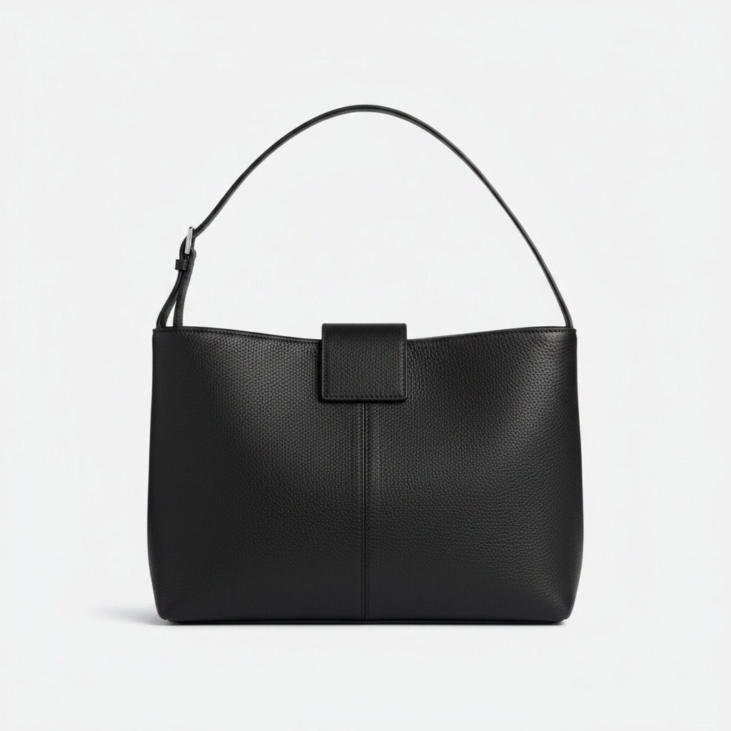 Borsa a tracolla media in pelle - Nera