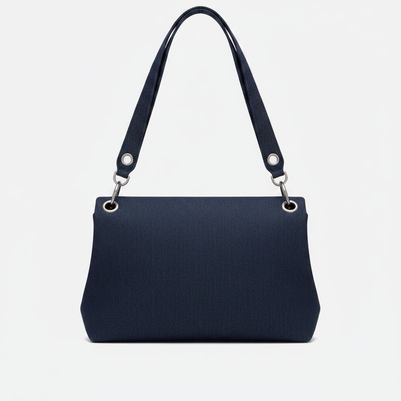 Borsa puffer in denim trapuntato