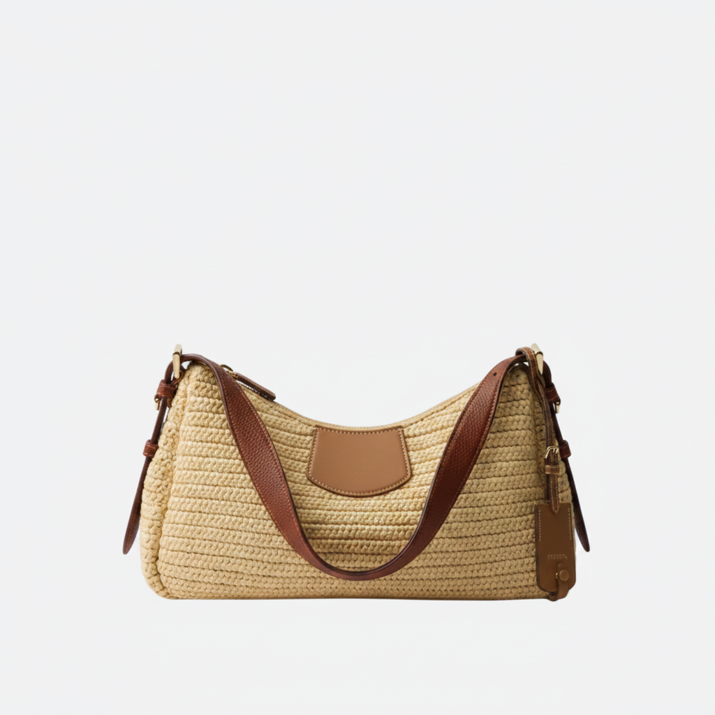 Borsa grande all'uncinetto in pelle